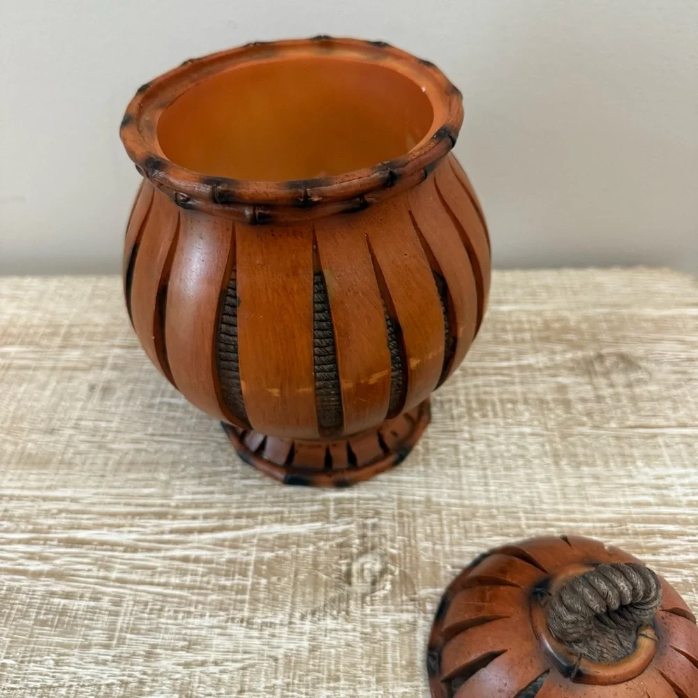 Brown Lantern Shaped Jar with Lid, UGC